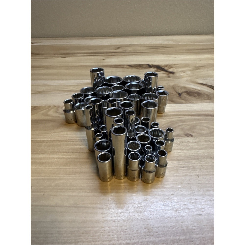 46pc Craftsman Socket Various 12 Point 1/4 & 3/8 DR SAE Shallow/Deep Variety